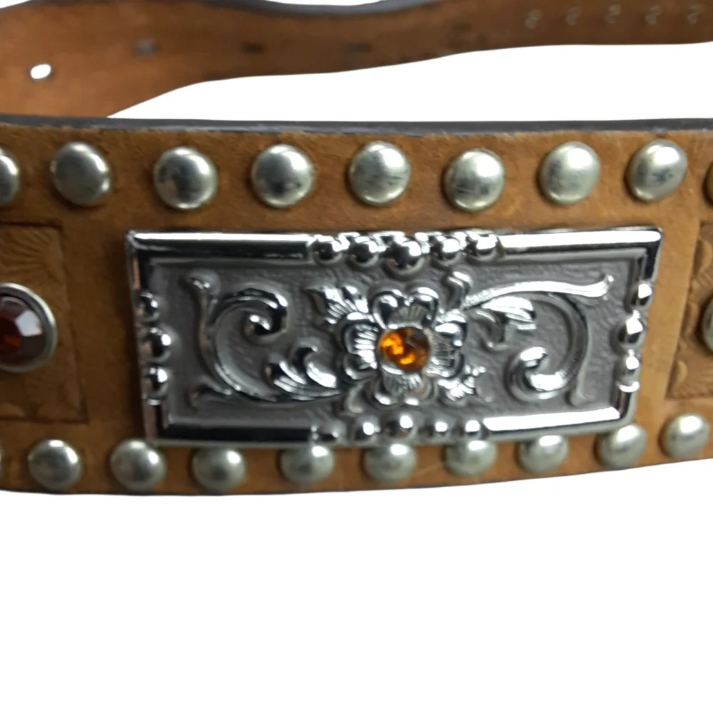 Nocona Leather Jeweled Studded Western Cowgirl Belt SZ 24